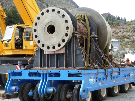 Heavy haul transportation cradle for 65 Ton Rotor Shaft