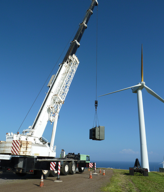 Changing out transformers at Hawi Wind Farm, Hawaii