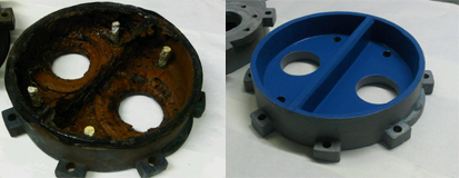 Before and after cooler end housing comparison